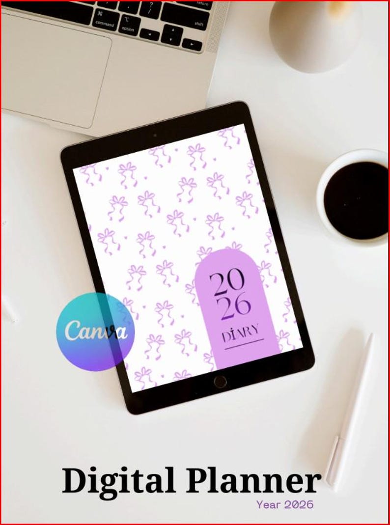 Digital Planner Pattern 2026 Digital Planner | Minimalist Canva Diary (instant Download) - Etsy ...