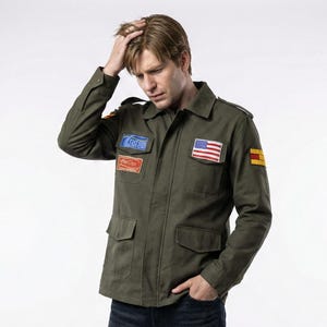 Silent Hill James Sunderland bomullsjacka - Silent Hill 2 Cosplayjacka - Cosplayjacka Broderade märken