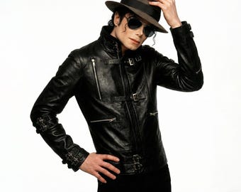Michel Jackson Bad Schwarze Lederjacke - MJ Cosplay Jacke - Schwarze Leder Cosplay Jacke Unisex
