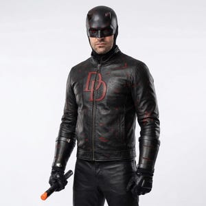 Chaqueta de cuero para cosplay de Daredevil - Chaqueta de cuero inspirada en la película - Chaqueta para cosplay de Matthew Michael Murdock