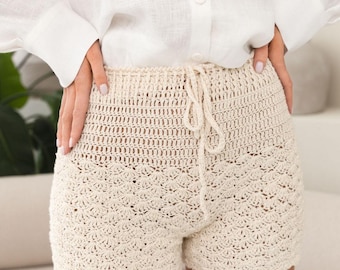 LOU Handmade Crocheted Shorts Linen/Cotton Summer Shorts