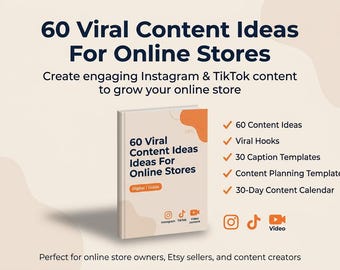 60 Viral Content Ideas for Online Stores | Social Media Planner (Digital Guide)