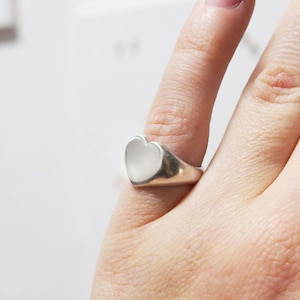 HEART RING, hand-made and hand engraved to order, Sterling Silver, signet ring - gold upon request