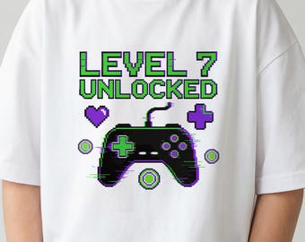Level 7 Unlocked Birthday Shirt, 7th Birthday Tshirt, Birthday Kid Shirt, Kids Birthday Tee, Kids Birthday Tshirt, Birthday Party Shirt