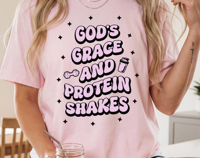 Christian Workout Shirt, Christian Gym Shirt, Protein Shake Shirt, Powerlifting Shirt, Christian Fitness Shirt, Ladies Gym Wear