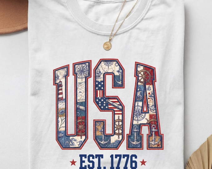 USA Patchwork Shirt, 1776 Shirt, Fourth Of July Shirt, United States Shirt, Independence Day Tee, 4Th Of July T-Shirt, Patriotic T-Shirt