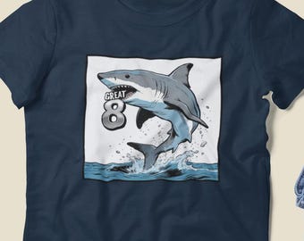8th Birthday Tshirt, Shark Birthday Shirt, 8th Birthday Shirt Boys, Birthday Kid Shirt, Kids Birthday Tee, Kids Birthday Tshirt