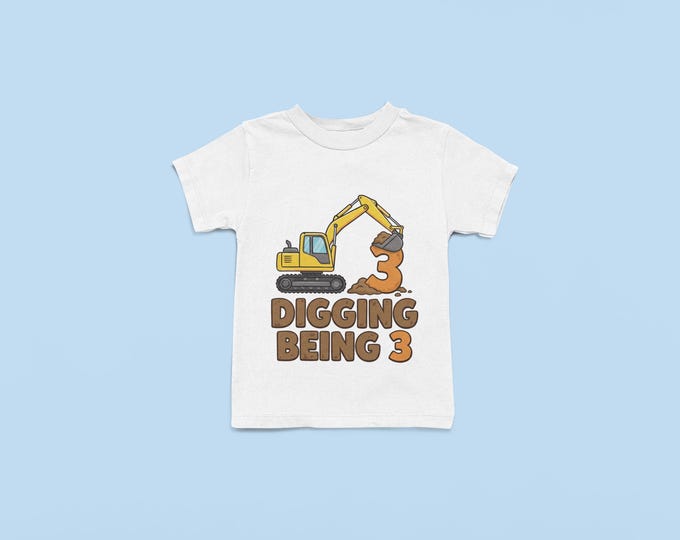 3rd Birthday Shirt, Construction Birthday Shirt, Excavator Shirt, Birthday Kid Shirt, Kids Birthday Tee, Kids Birthday Tshirt