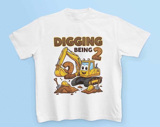 Excavator Birthday Shirt, 2nd Birthday Shirt Boy, Construction Birthday Shirt, Kids Birthday Tee, Kids Birthday Tshirt, Birthday Party Shirt
