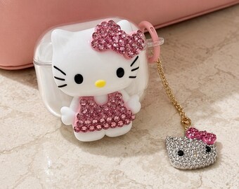 Niedliche Kitty Airpod Hülle, Cartoon Hülle mit Kitty Anhänger, Airpod 4 Hülle, Airpod 1 2 3 4 Pro 2, Geschenke für Katzenliebhaber