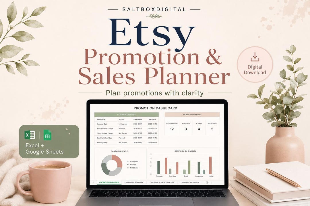 Etsy Promotion & Sales Planner | Coupon Tracker N Campaign Content ...