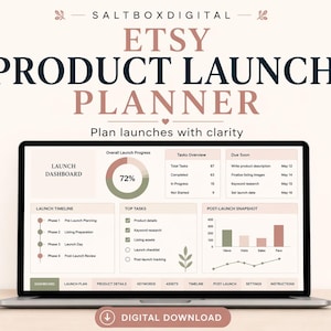 Etsy Product Launch Planner | Listing Prep, Launch Checklist & Timeline Spreadsheet
