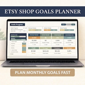 Etsy Shop Goals Planner Spreadsheet | Monthly Goals, Weekly Focus & Action Tracker