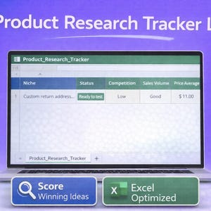 Produkt-Recherche-Tracker für Etsy-Verkäufer | Nischen-Entdeckungs-Werkzeug | Excel Mitbringsel Tabelle