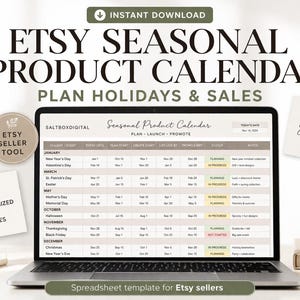 Etsy Seasonal Product Calendar | Holiday Planning & Product Idea Spreadsheet