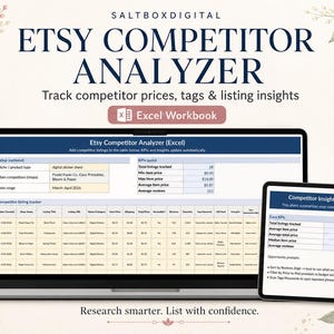 Herramienta de investigación de la competencia de Etsy / Análisis de listados, precios y etiquetas