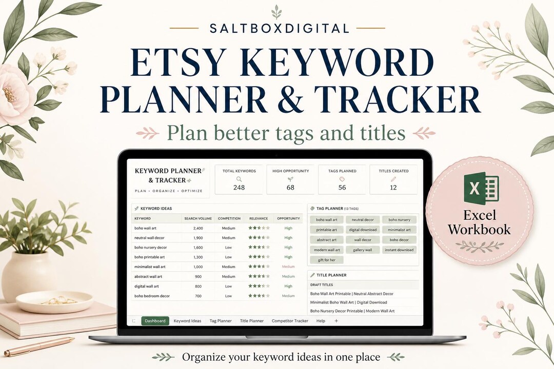 Etsy Keyword Planner & Tracker | SEO Spreadsheet for Sellers - Etsy