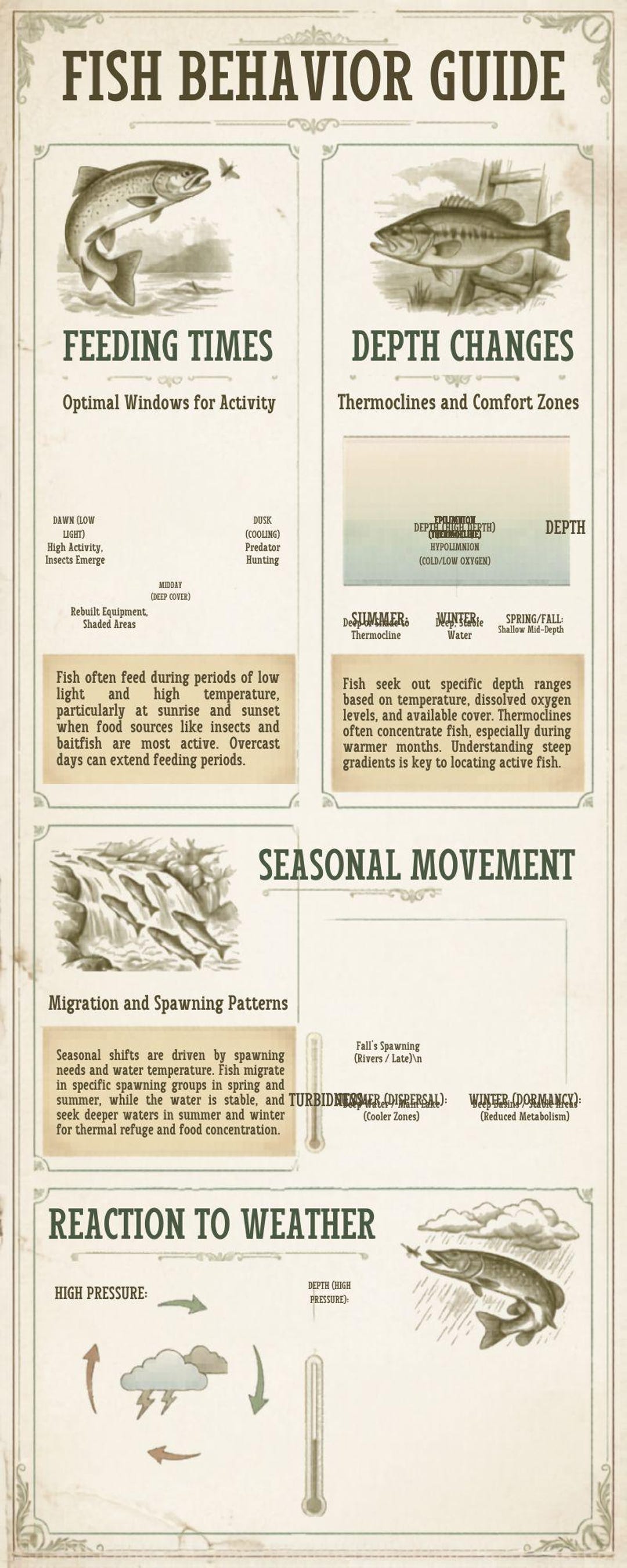 Fish Behavior Guide Printable – Fishing Cheat Sheet PDF, Angler Tips ...