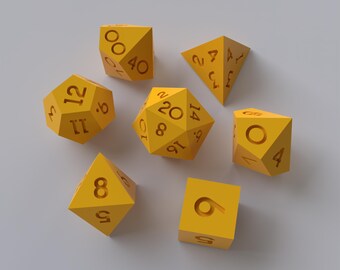 Dice Masters – Ready to Print - 7 Piece Set – Presupported STL Files for 3D Printing – Featuring Our Exclusive Elegance Font