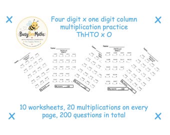 10 Printable Four Digit x One Digit Multiplication | PDF Download