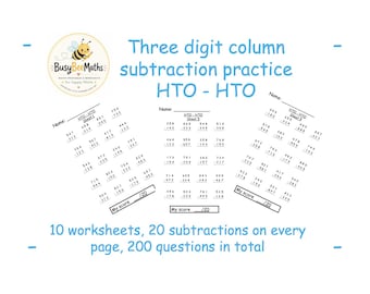 10 Printable Three Digit Column Subtraction Worksheets | PDF Download | Grade 2 (US) | Year 3 (UK)