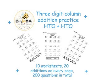 10 Printable Three Digit Column Addition Worksheets | PDF Download | Grade 2 (US) | Year 3 (UK)