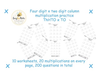 10 Printable Four Digit x Two Digit Multiplication Worksheets | PDF Download