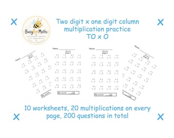 10 Printable Two Digit by One Digit Multiplication Worksheets | PDF Download