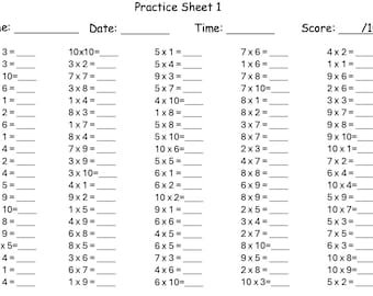 10 Printable Times tables practice sheets | PDF Download