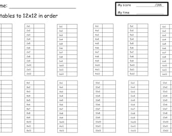 Times Tables Practice Worksheets