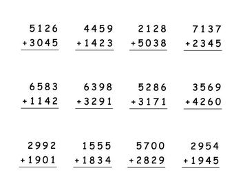10 Printable Four Digit Column Addition Worksheets | PDF Download | Grade 3 (US) | Year 4 (UK)