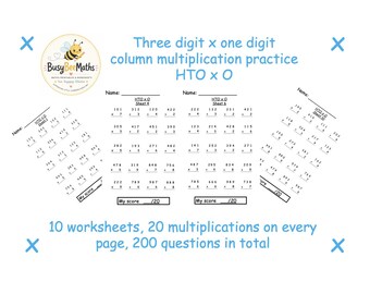 10 Printable Three Digit x One Digit Multiplication Worksheets | PDF Download