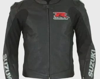Swarovski GSXR Herren Motorrad Lederjacke Motorrad Racing Biker Lederjacken