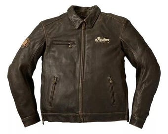 Vintage Distressed Leder Moyorcycle Jacke für Herren Retro Bikerjacke