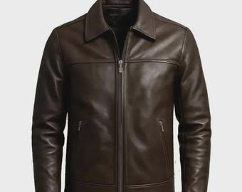 Herren Brown Rindsleder Echtleder Jacke Handmade Biker Style Oberbekleidung