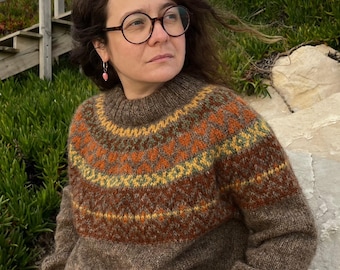 Suéter Lopapeysa 100% lana islandesa tejido a mano