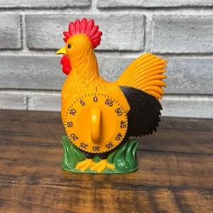 Vintage Rooster Kitchen Timer | Retro Farmhouse Chicken Timer (60 Minute Manual Wind Up)