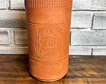 Vintage Terracotta Wine Cooler | Rustic Clay Farmhouse Barware (9.5 x 5 inches)