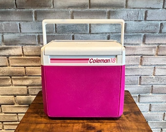 Nevera Coleman 18 vintage: Nevera retro rosa fucsia (1989)