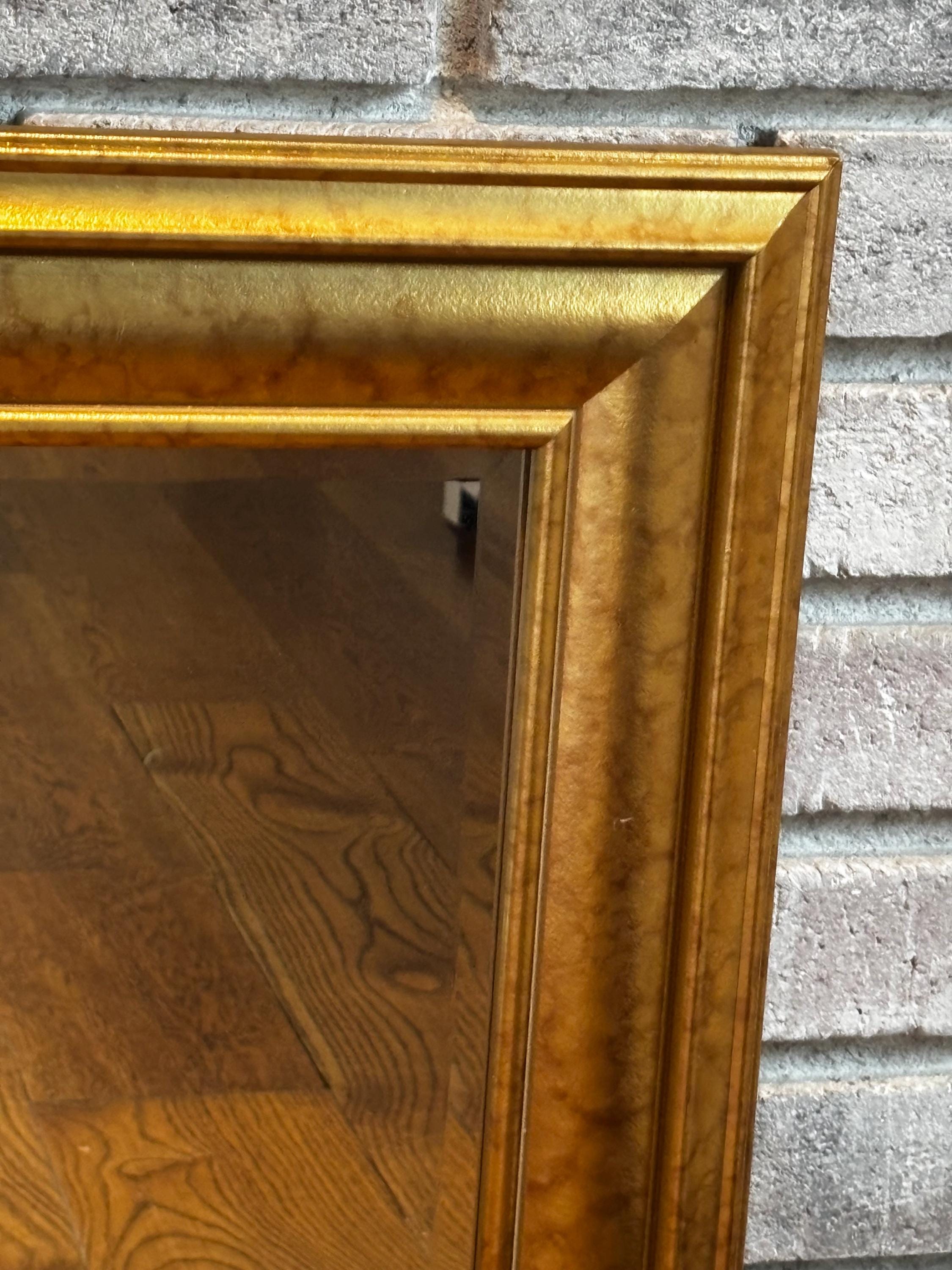 Gold Wood Framed Mirror | Burlwood Accent Mirror (30 X 26 Inches