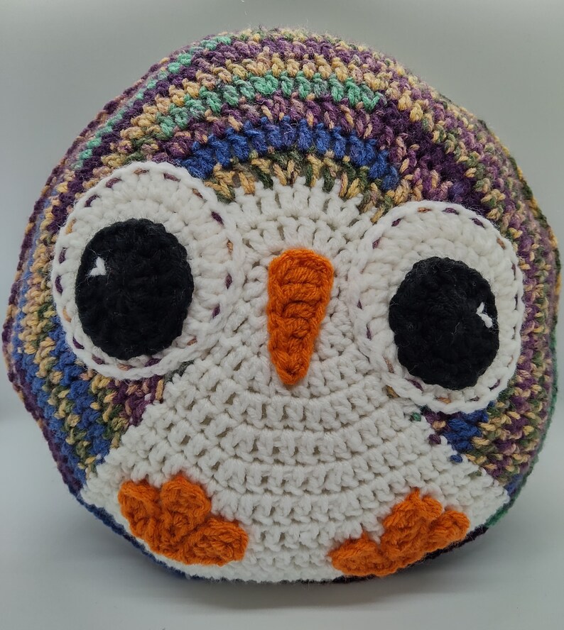 Crochet Round Owl Pillow Mullticolor image 1