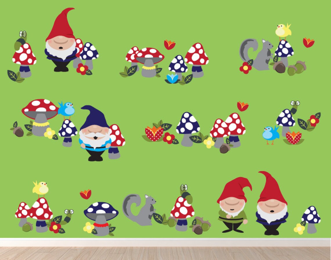 Garden Gnomes Wall Sticker Decal Reusable Decal Gnomes Etsy