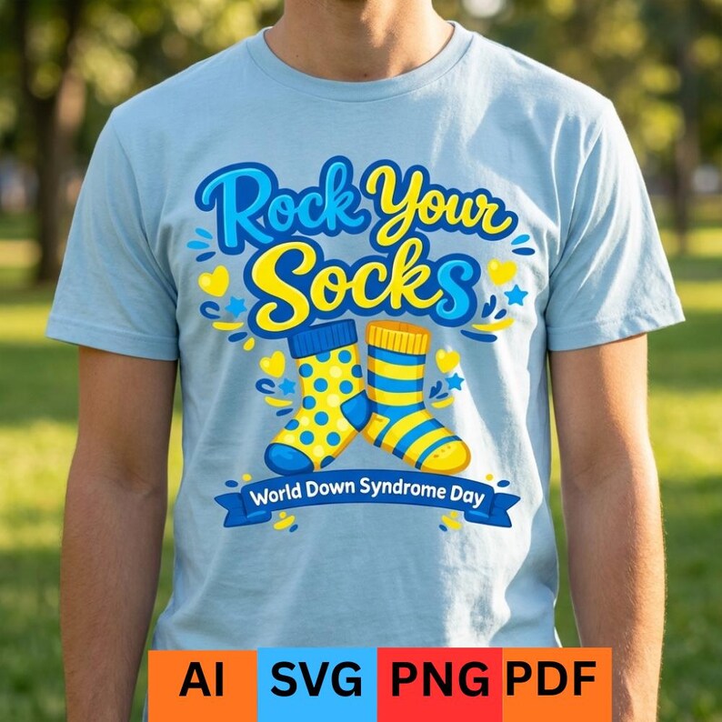 Down Syndrome PNG SVG - Rock Your Socks, Blue & Yellow Awareness Design ...