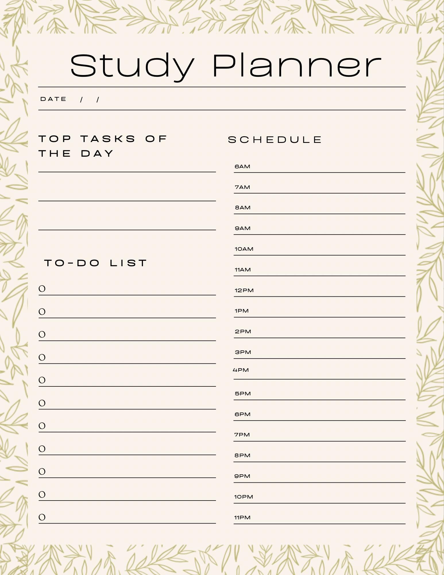 Minimal Daily Study Planner Printable – Student Schedule PDF (instant ...