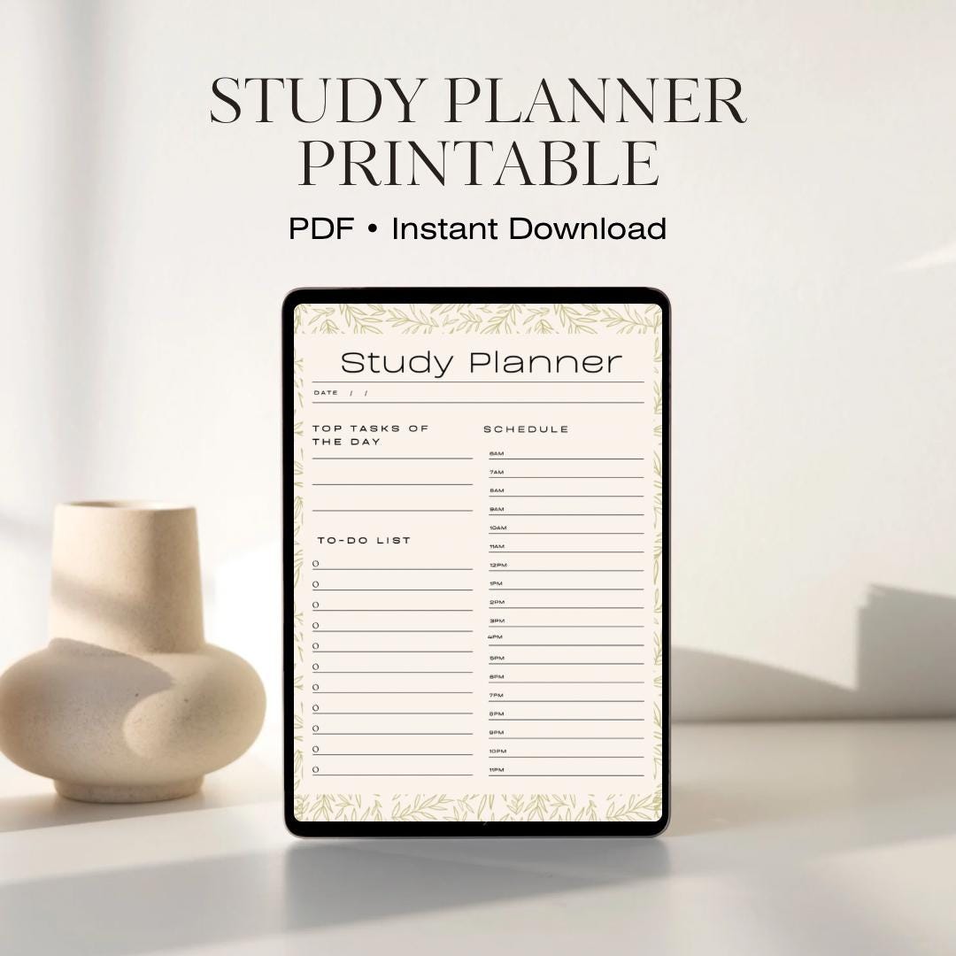 Minimal Daily Study Planner Printable – Student Schedule PDF (instant ...