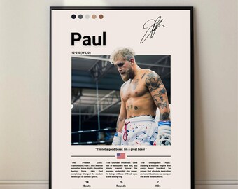 Jake Paul Poster – Boxing Wall Art Print, Gift for Boxing Fans, Digital Download