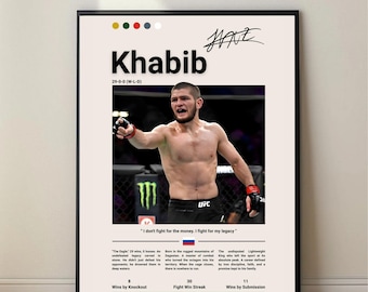 Khabib Nurmagomedov UFC Poster – MMA Wall Art, Fighter Print, Champion Gift, Digital Download