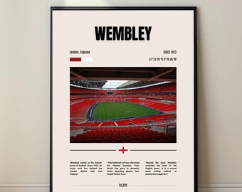 Wembley Stadium Poster, England National Team Stadium Art, Football Wall Decor, Digital Download