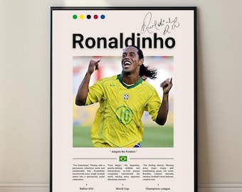 Ronaldinho Gaucho Poster, Brazil Football Legend Art, Joga Bonito Decor, Digital Download