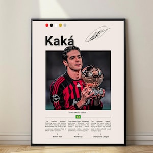 Póster de Ricardo Kaká, Arte de la leyenda del AC Milan, Decoración de fútbol brasileño, Descarga digital